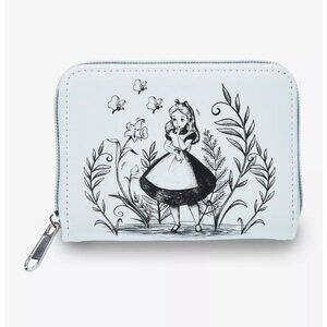 Loungefly Disney Alice In Wonderland Wallet Black And White Floral Zip Around